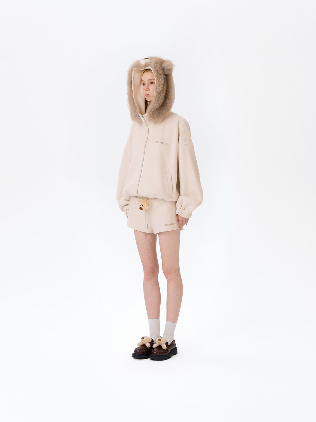 13DE MARZO Doozoo Zipper Hoodie Beige