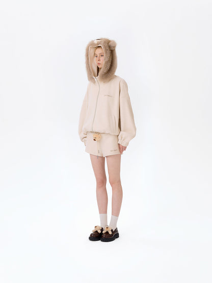 13DE MARZO Doozoo Zipper Hoodie Beige