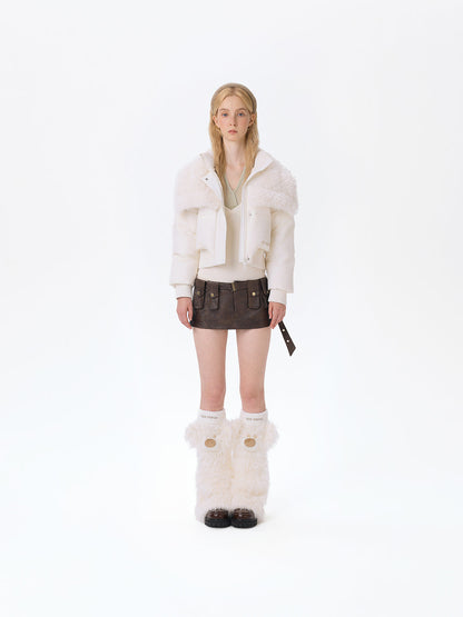 13DE MARZO Doozoo Detachable Short Down Jacket Beige