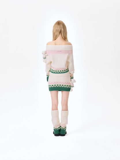 13DE MARZO Fair Isle Leg Warmer Beige