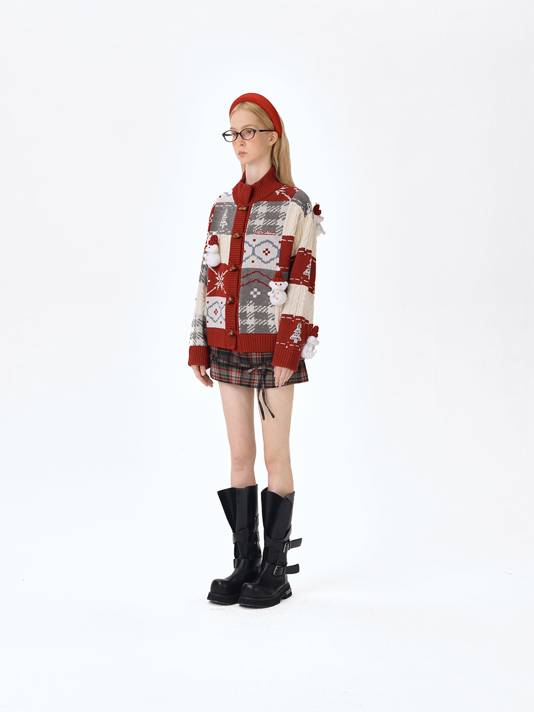 13DE MARZO Snowbear Christmas Cardigan Red
