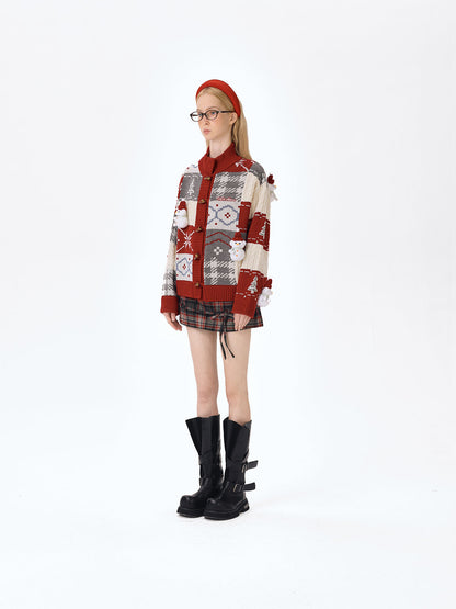 13DE MARZO Snowbear Christmas Cardigan Red
