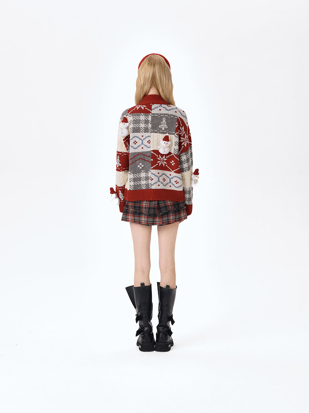13DE MARZO Snowbear Christmas Cardigan Red