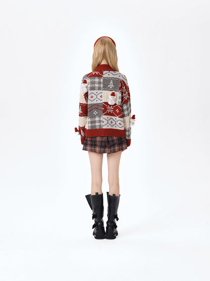 13DE MARZO Snowbear Christmas Cardigan Red