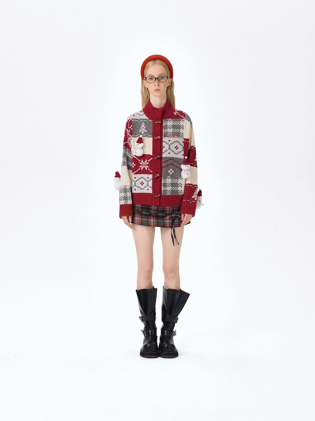 13DE MARZO Snowbear Christmas Cardigan Red
