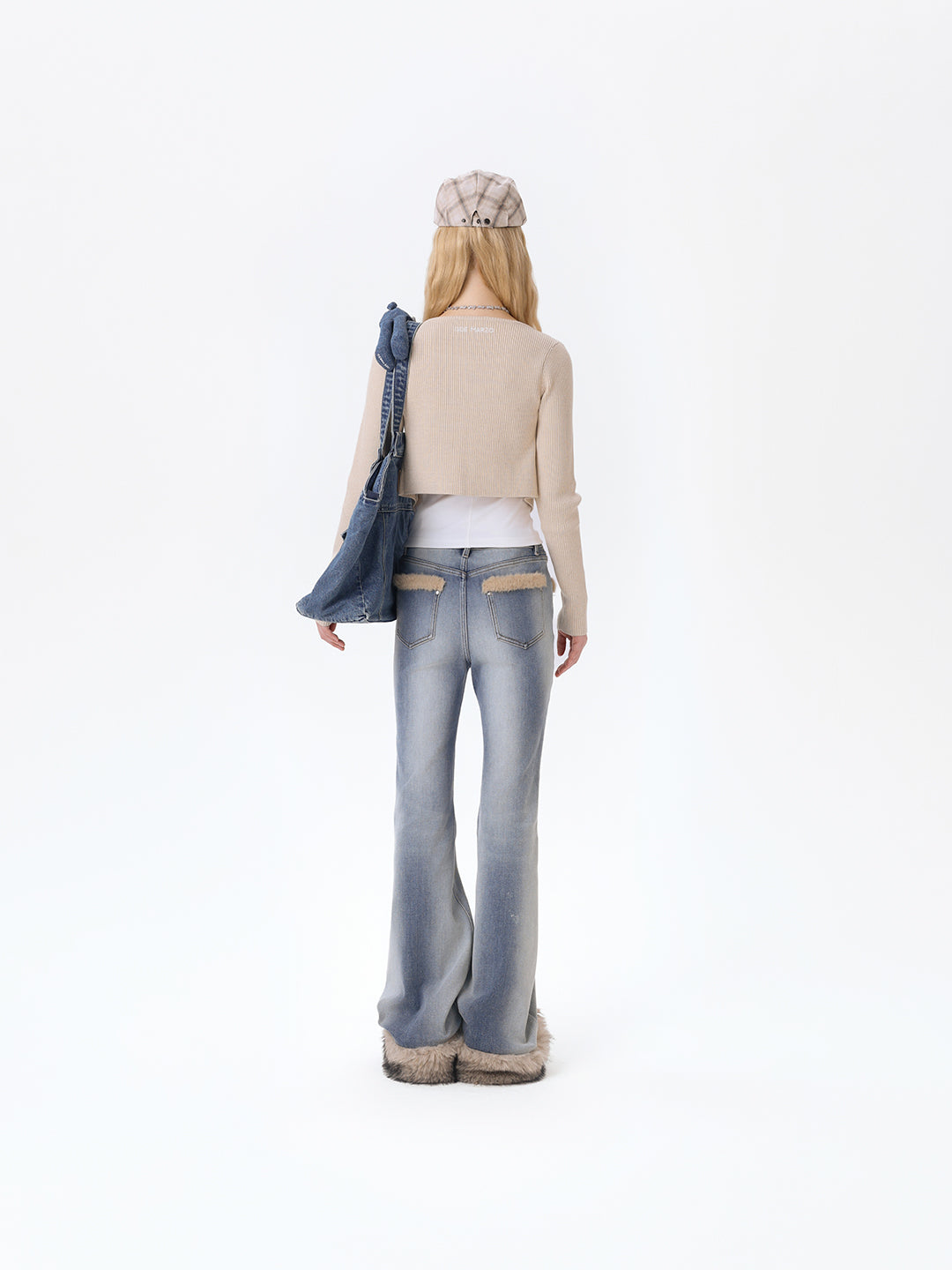 13DE MARZO Bear Denim Jacket  Tote Bag Blue