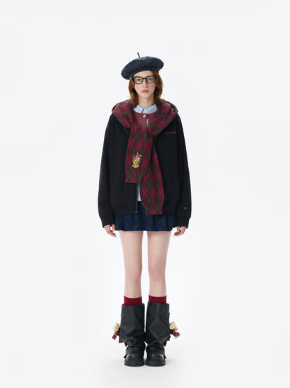 Harry Potter × 13DE MARZO Hogwarts Four Houses Bear Zipper Hoodie Gryffindo Red