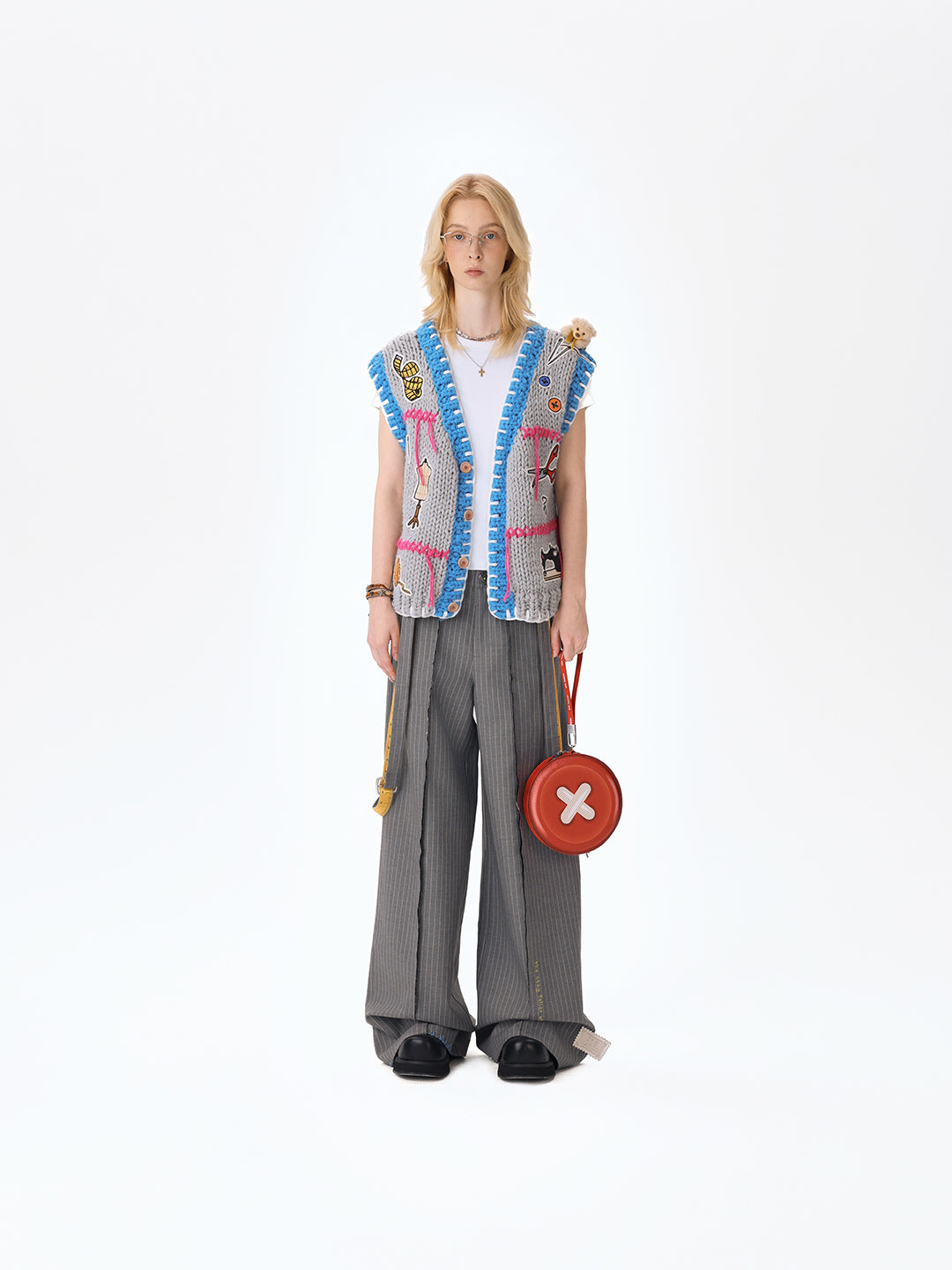 13DE MARZO Tailor Bear Button Bag Red