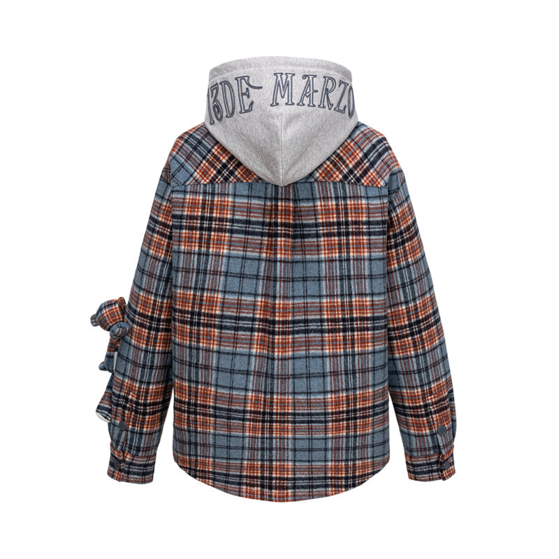 13DE MARZO Doozoo Checked Hooded Jacket Blue