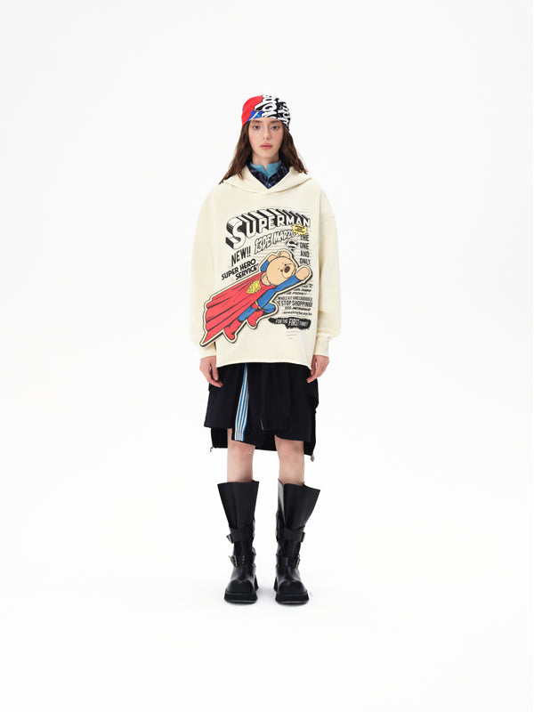 13DE MARZO x Superman Bear Hoodie Beige