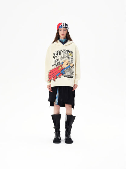 13DE MARZO x Superman Bear Hoodie Beige