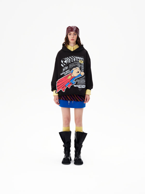 13DE MARZO x Superman Bear Hoodie Dark Grey