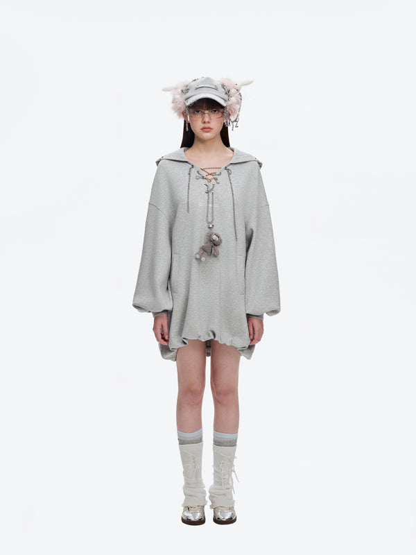13DE MARZO Chains Hoodie Dress Grey