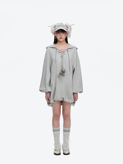 13DE MARZO Chains Hoodie Dress Grey