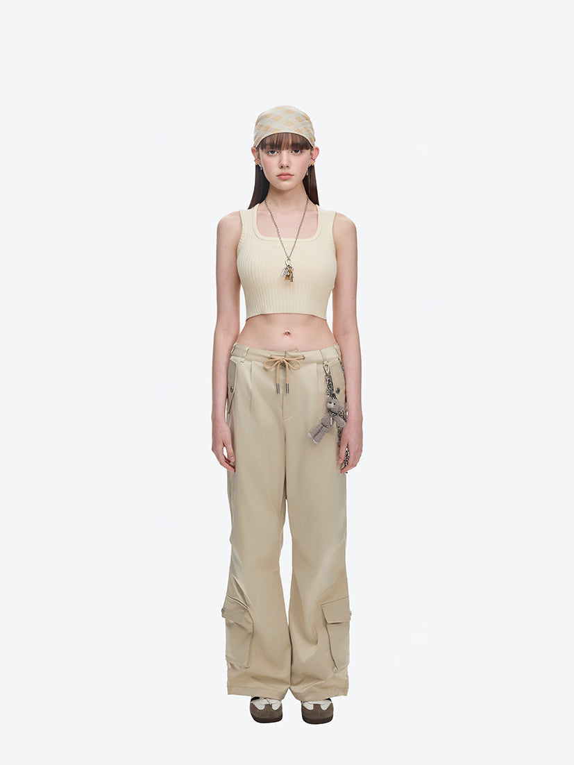 13DE MARZO Chains Parachute Trousers Khaki