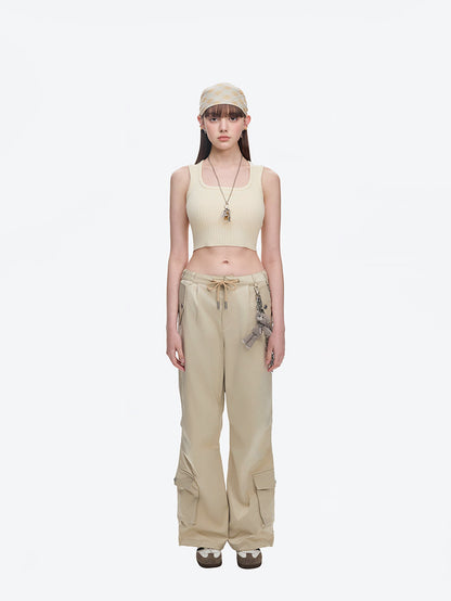 13DE MARZO Chains Parachute Trousers Khaki