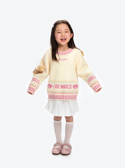 13DE MARZO BabyBear Fair Isle Knit Sweater Beige