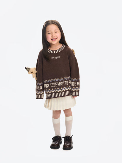 13DE MARZO BabyBear Fair Isle Knit Sweater Brown