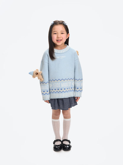 13DE MARZO BabyBear Fair Isle Knit Sweater Blue