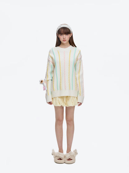 13DE MARZO Unicorn Bear Sweater Beige