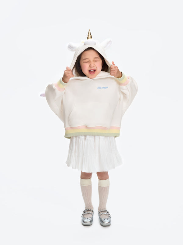 13DE MARZO Unicorn BabyBear Hoodie White