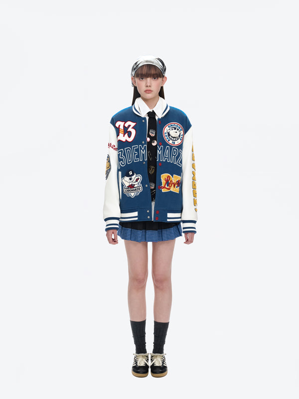 13DE MARZO Doozoo Retro Instruments Baseball Jacket Blue