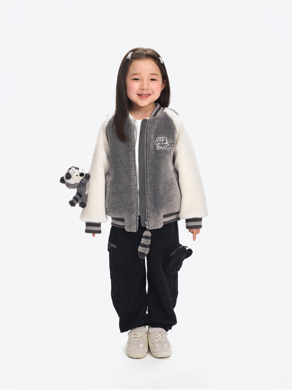 13DE MARZO Raccoon BabyBear Baseball Jacket Grey