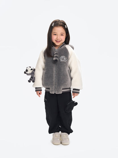 13DE MARZO Raccoon BabyBear Baseball Jacket Grey