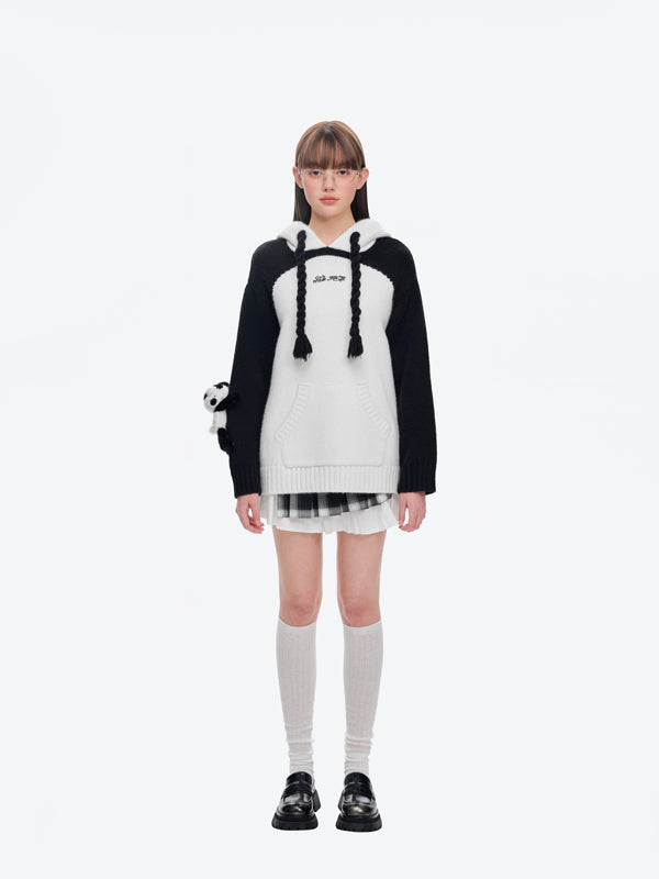 13DE MARZO Panda Bear Hoodie White