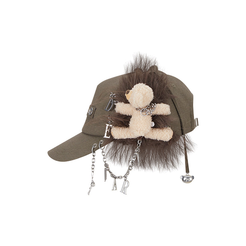 13DE MARZO Chains Fuzzy Ear Flap Cap Khaki