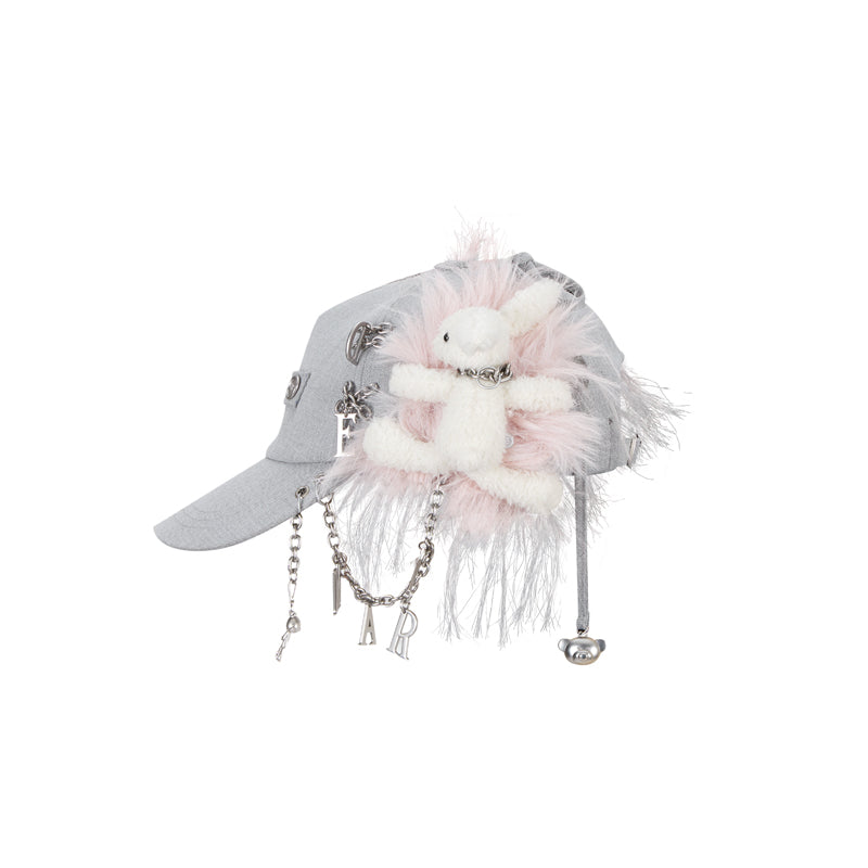 13DE MARZO Chains Fuzzy Ear Flap Cap Grey