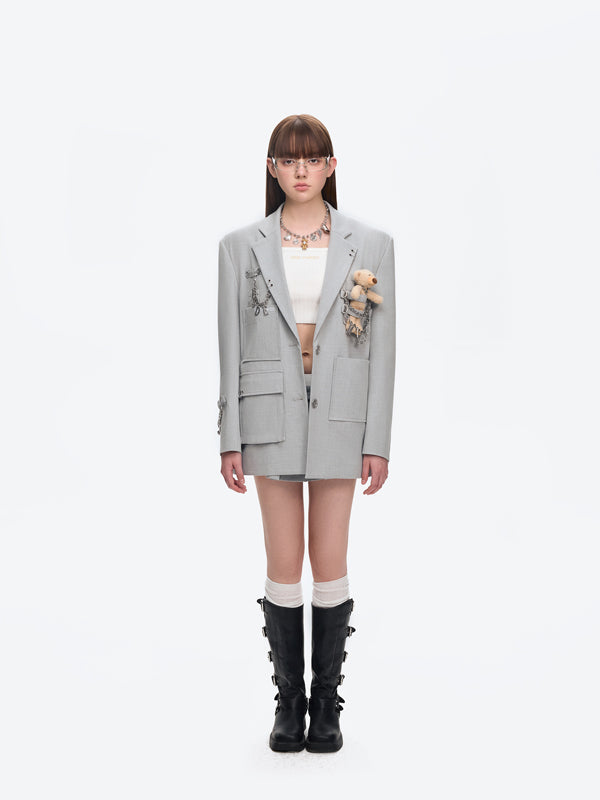 13DE MARZO Chains Multi-Pocket Suit Grey