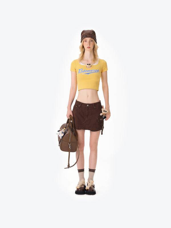 13DE MARZO Collision Colour Slim Top Yellow