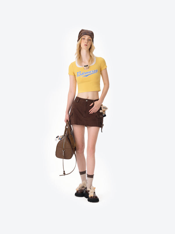13DE MARZO Collision Colour Slim Top Yellow