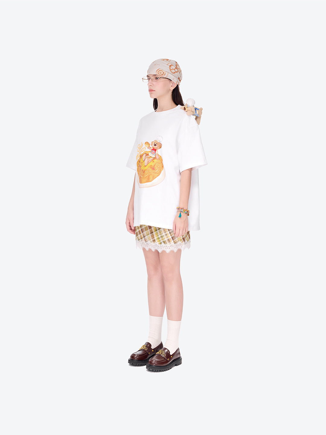 13DE MARZO Bear  Macau Tart T-shirt White