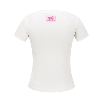 13DE MARZO x RONRON Bear Ribbon Slim Top Beige