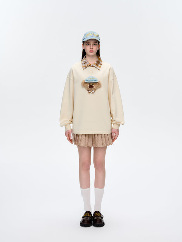 13DE MARZO Real Cap Bear Sweater Beige