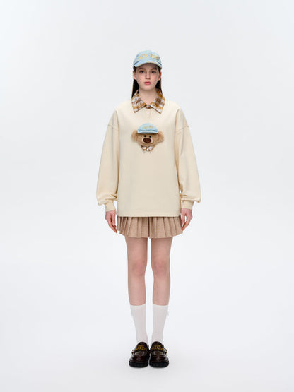 13DE MARZO Real Cap Bear Sweater Beige