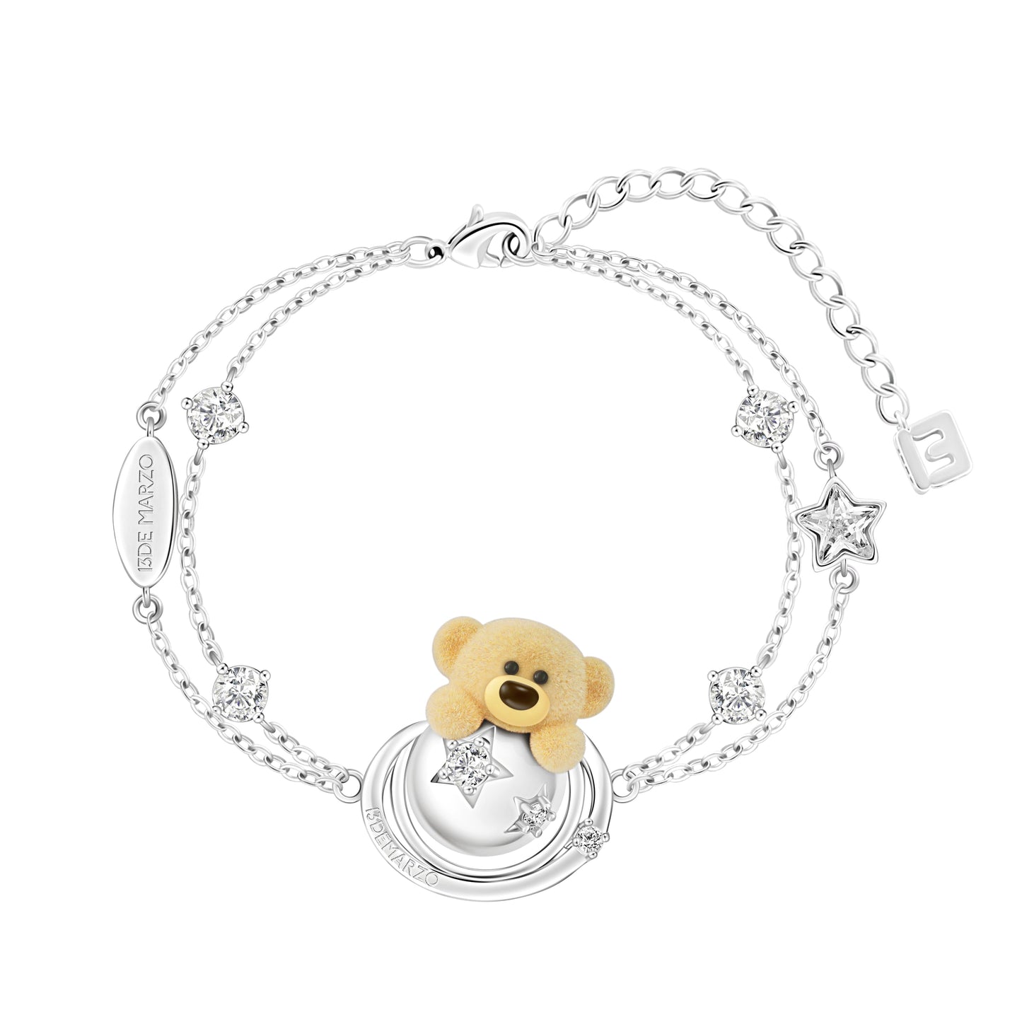 13DE MARZO Bear Planet  Zircon Double Bracelet