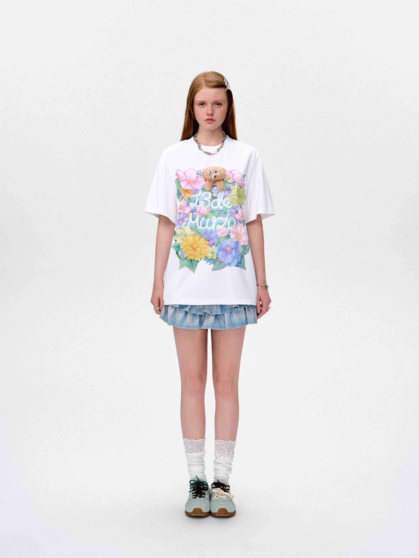 13DE MARZO Butterfly Bush T-shirt White
