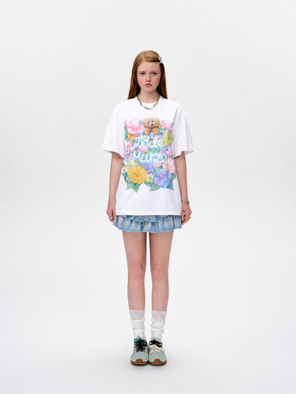 13DE MARZO Butterfly Bush T-shirt White
