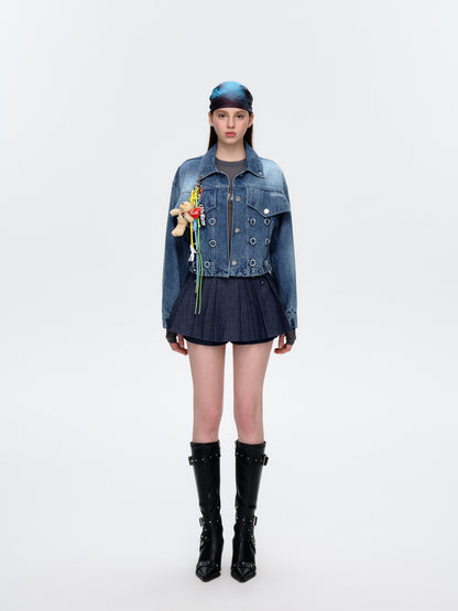 13DE MARZO Maximalist Pendant Denim Jacket Blue
