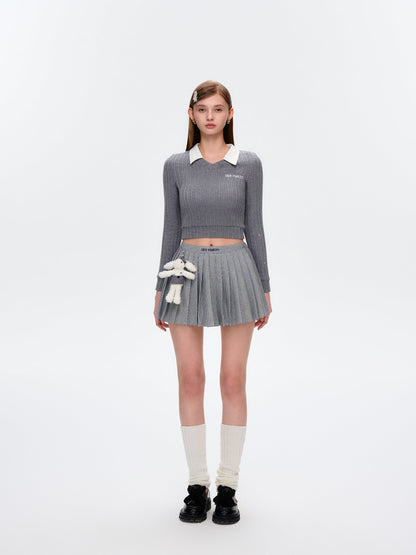 13DE MARZO Plaid Pleated Skirt Blue