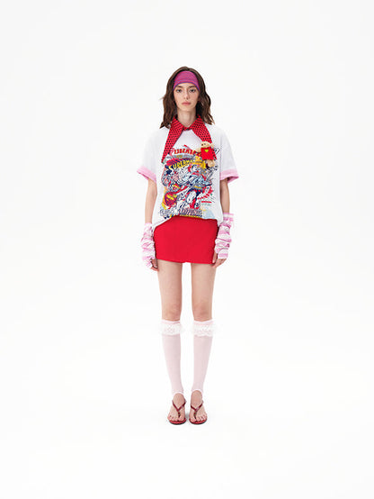 13DE MARZO x Superman Bear Illustrated T-shirt White