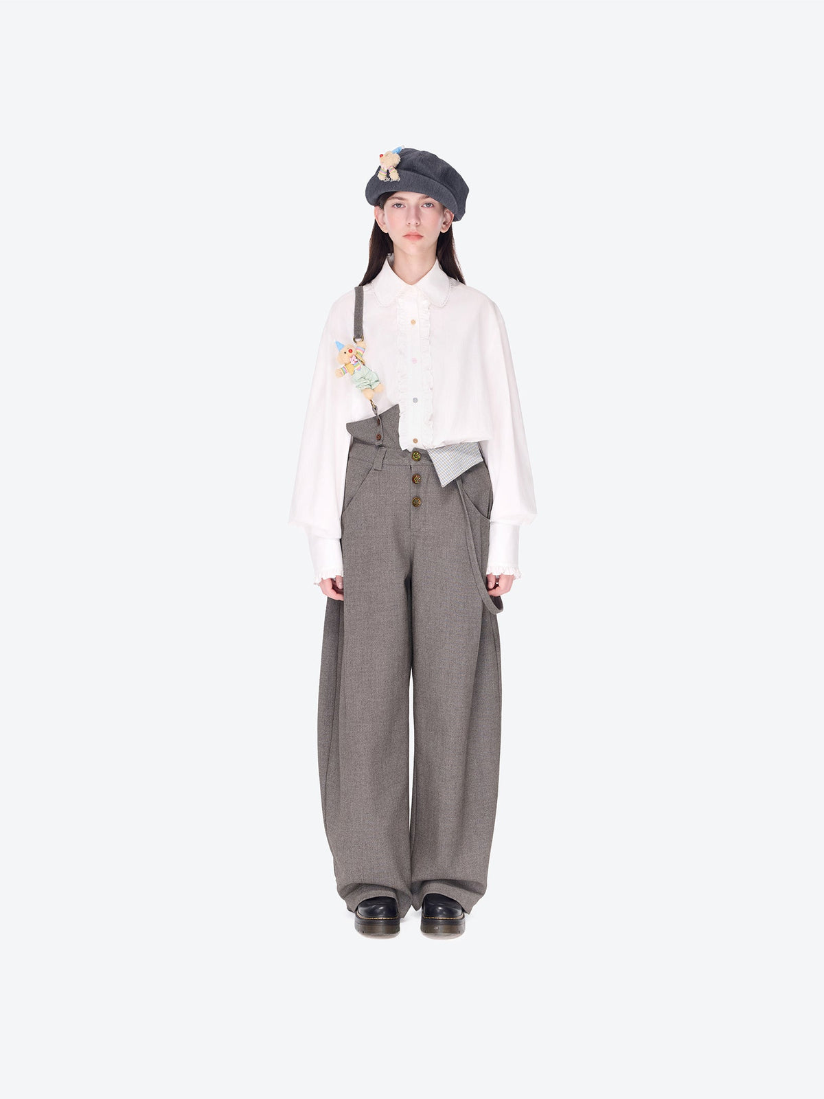 13DE MARZO Detachable Clown Bear Overall Grey