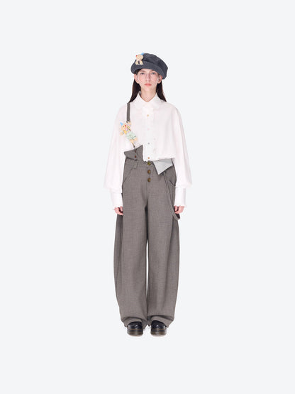 13DE MARZO Detachable Clown Bear Overall Grey