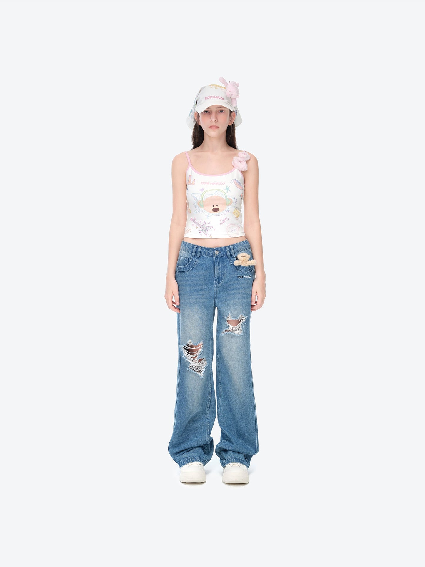 13DE MARZO Musical Festvial Bear Headscarf White