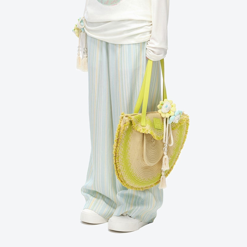 13DE MARZO Straw Tote Bag