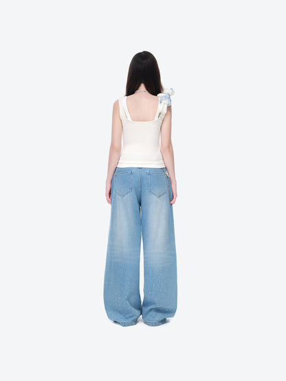 13DE MARZO Faux Gem Vest White