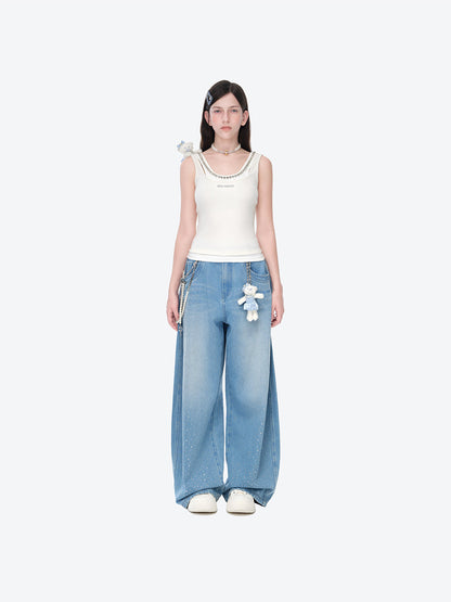 13DE MARZO Faux Gem Vest White